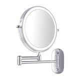 Plata cromada Espejo de aumento LED recargable para maquillaje y baño