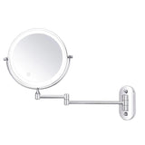 Plata cromada Espejo de aumento LED recargable para maquillaje y baño