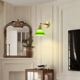 Aplique de Pared de Cristal Verde Ajustable con Brazo Giratorio Vintage
