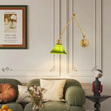 Aplique de Pared de Cristal Verde Ajustable con Brazo Giratorio Vintage