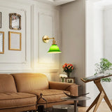 Aplique de Pared de Cristal Verde Ajustable con Brazo Giratorio Vintage
