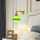 Aplique de Pared de Cristal Verde Ajustable con Brazo Giratorio Vintage