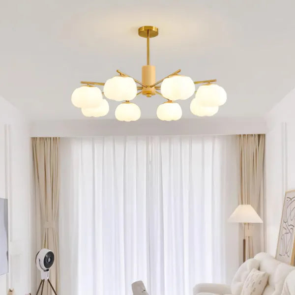Araña creativa de madera con bolas de algodón para el salón