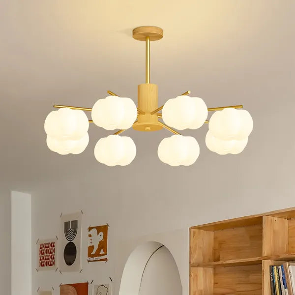 Araña creativa de madera con bolas de algodón para el salón