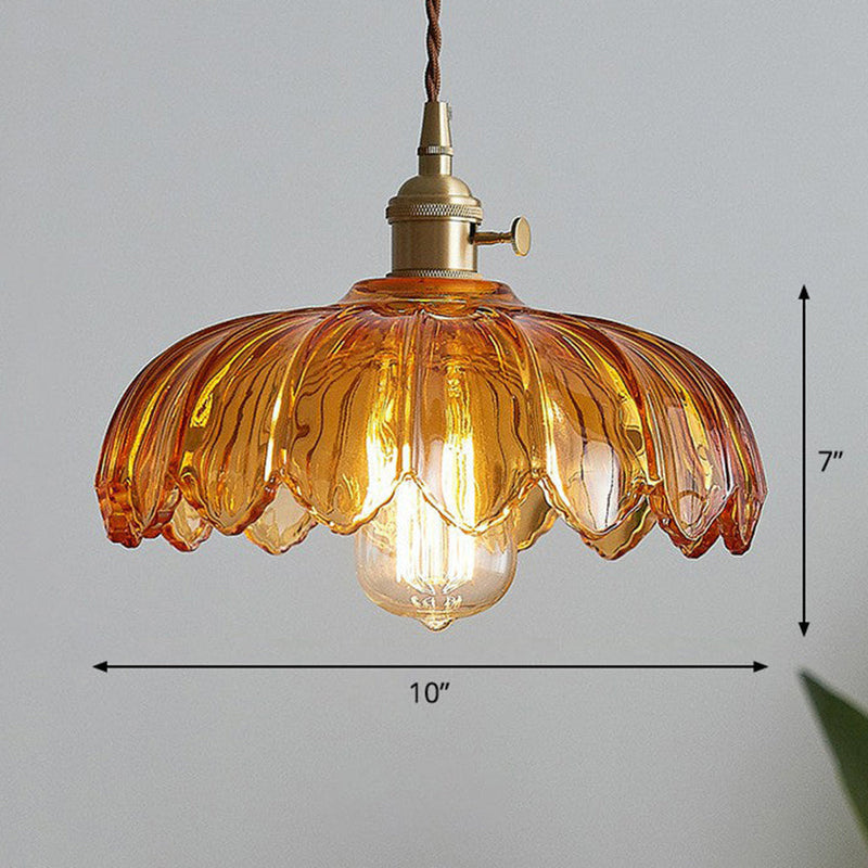 Lámpara colgante vintage de flores esmaltadas