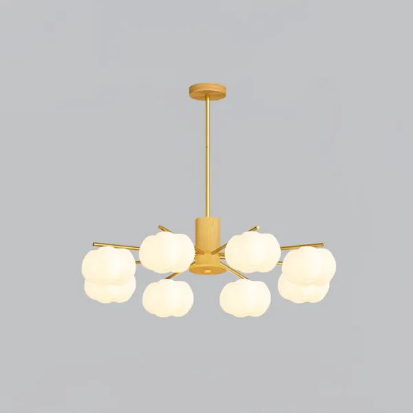 Araña creativa de madera con bolas de algodón para el salón