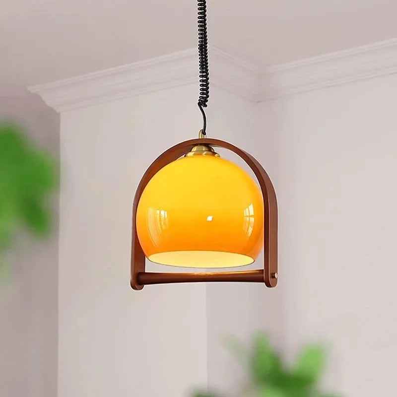 Lámparas colgantes vintage de madera Bauhaus