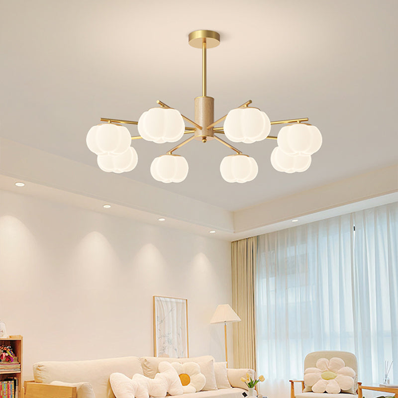 Araña creativa de madera con bolas de algodón para el salón