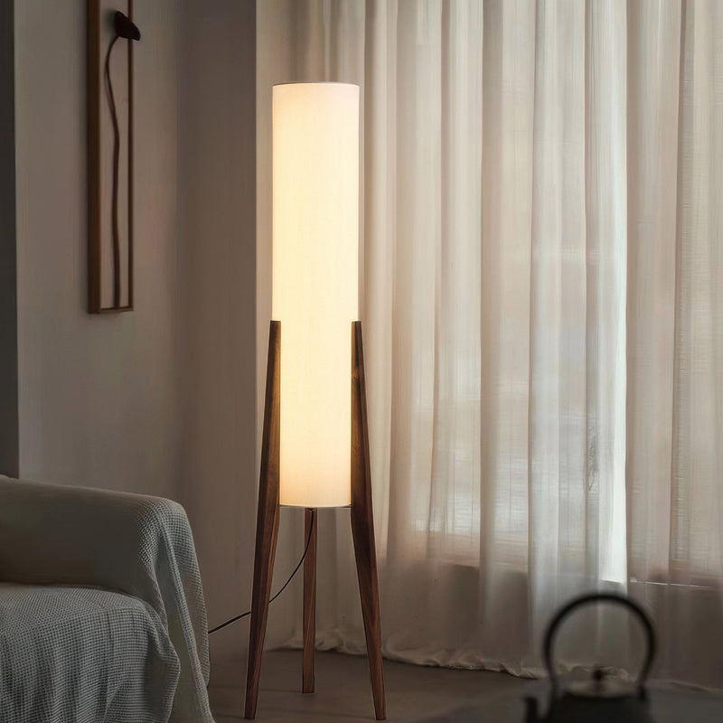 Lámpara de pie de madera maciza de nogal