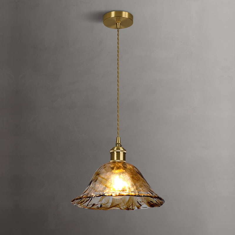 Lámpara colgante vintage de cristal marrón