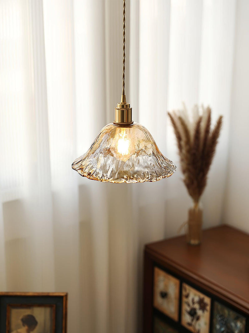 Lámpara colgante vintage de cristal marrón