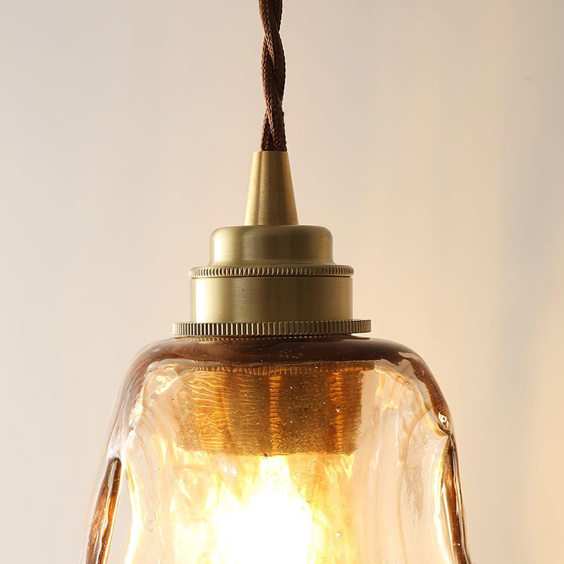 Lámpara colgante vintage de cristal marrón