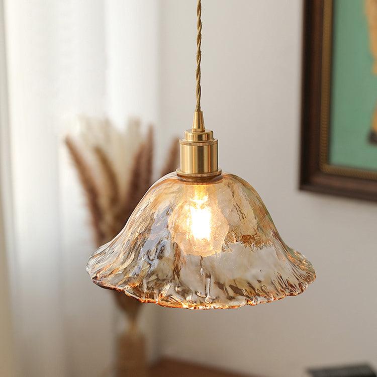 Lámpara colgante vintage de cristal marrón