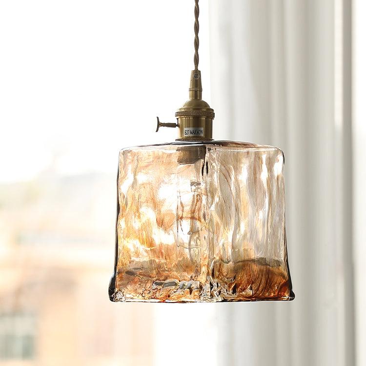 Lámpara colgante vintage de cristal marrón
