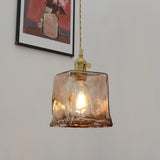 Lámpara colgante vintage de cristal marrón