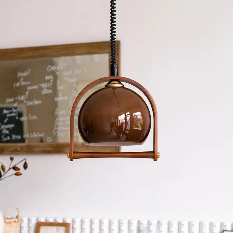 Lámparas colgantes vintage de madera Bauhaus