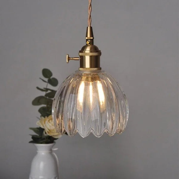 Lámpara colgante japonesa retro con flor de cristal