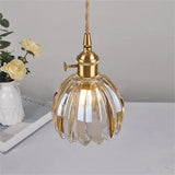 Lámpara colgante japonesa retro con flor de cristal